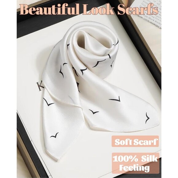 Mulberry Silk Square Neck Satin Scarf For Women's - Picture 5 of 6